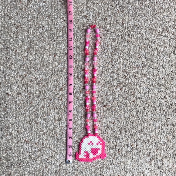 Ghost girl beaded necklace — pink white black light — fun rave party festival - Picture 4 of 4